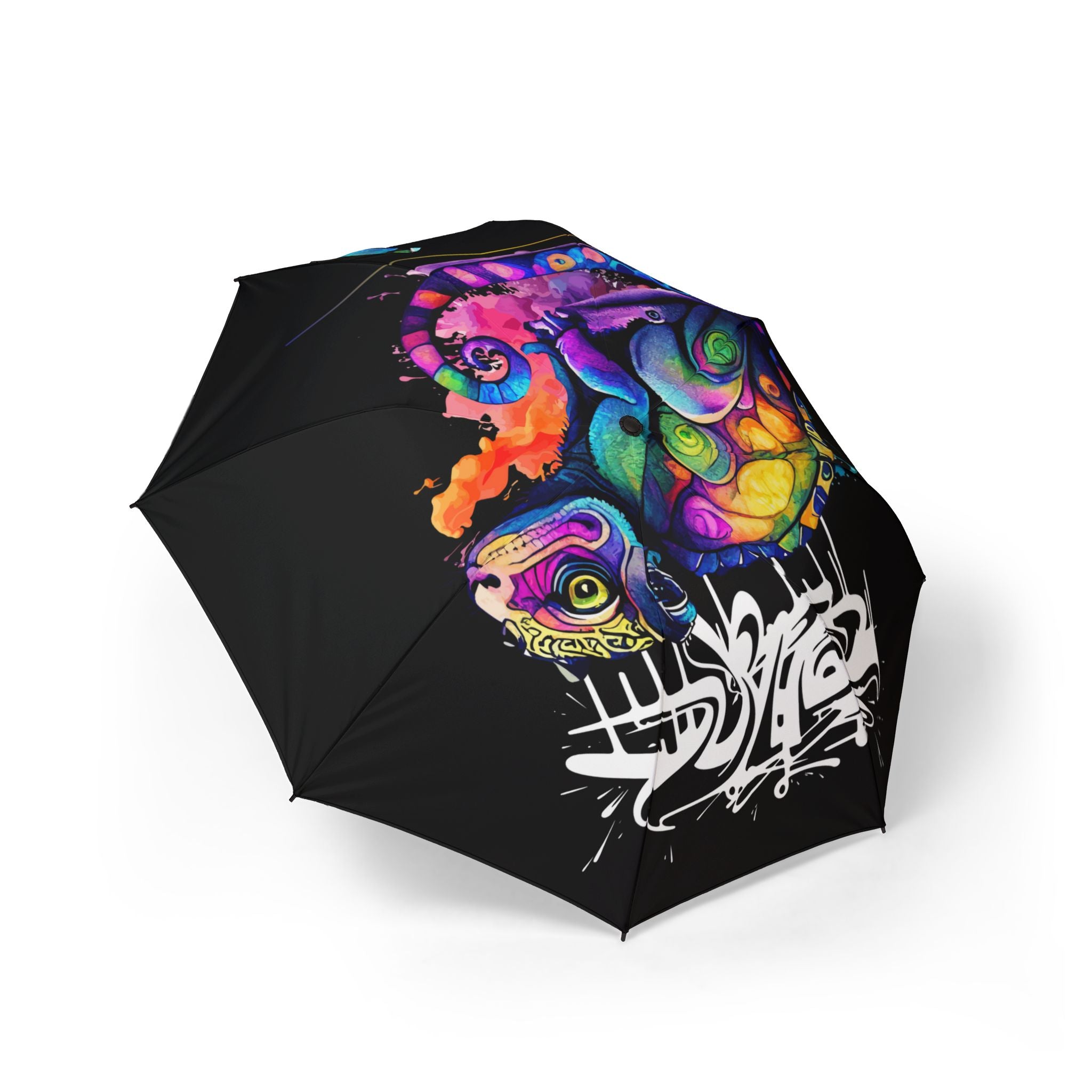 Colorful Graffiti Skull Foldable Umbrella — Semi-Automatic Compact Rain Umbrella