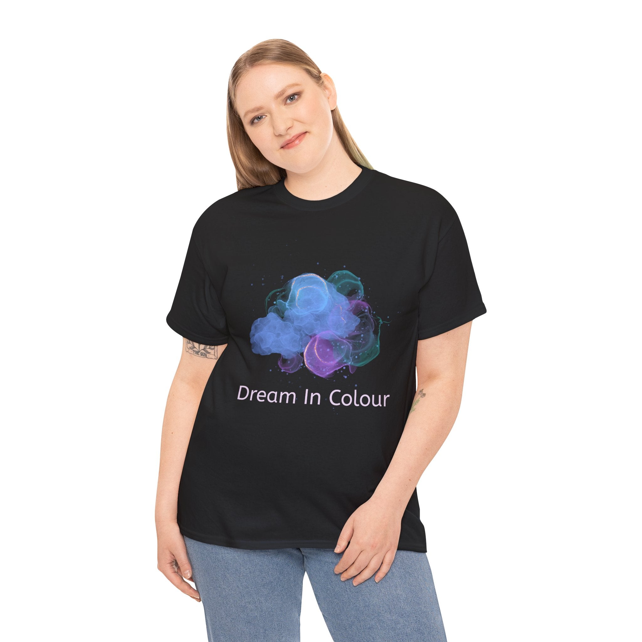 Unisex Heavy Cotton Tee - 'Dream In Colour' - Artistic Casual Wear, Gift for Dreamers, Creative Expression, Everyday Comfort, Birthday Gift