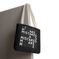 Mistakes Repeat Pattern Tote Bag — Black Typography Shopper
