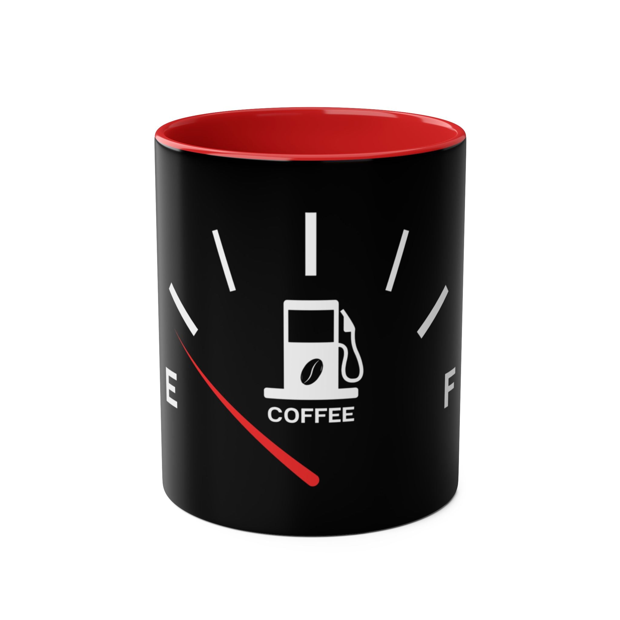 Funny Two-Tone Coffee Mug with Fuel Coffee Gauge Design