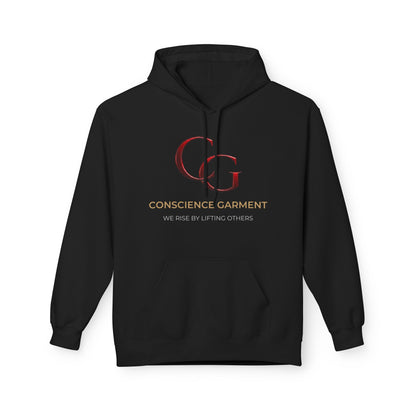 Conscience Garment Hoodie — "We Rise By Lifting Others" Logo Pullover with QR Code