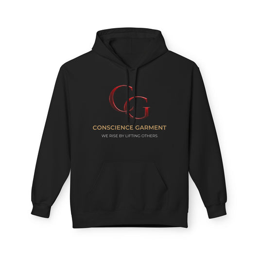 Conscience Garment Hoodie — "We Rise By Lifting Others" Logo Pullover with QR Code