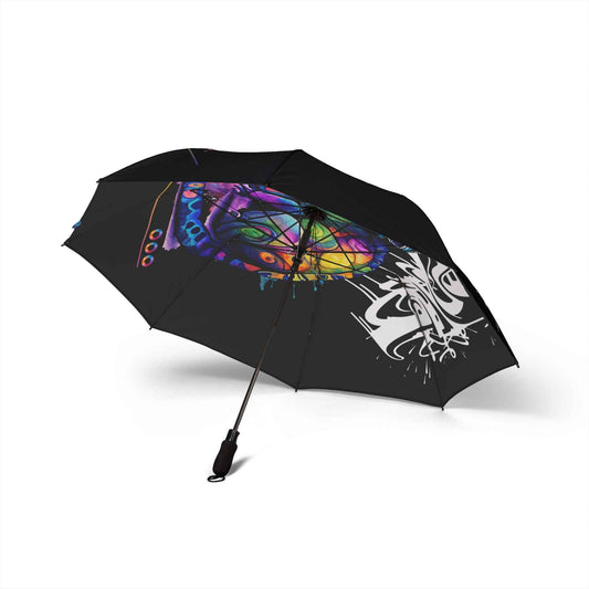 Colorful Graffiti Skull Foldable Umbrella — Semi-Automatic Compact Rain Umbrella