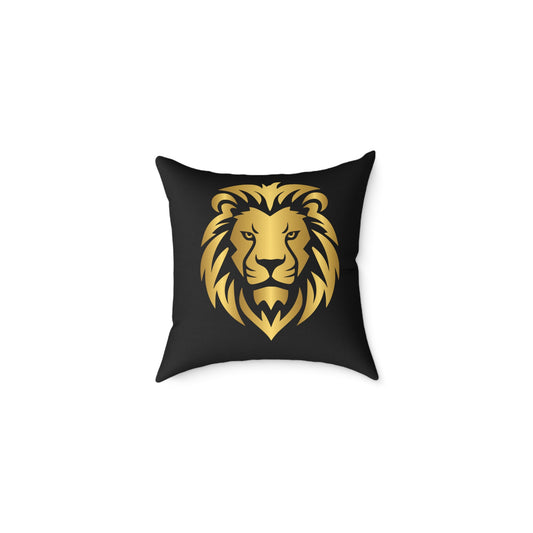 Lion Head Throw Pillow — Gold Lion Decorative Cushion for Living Room