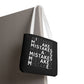 Mistakes Repeat Pattern Tote Bag — Black Typography Shopper