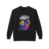 Colorful Chameleon Crewneck Sweatshirt — Vibrant Graffiti Lizard Graphic