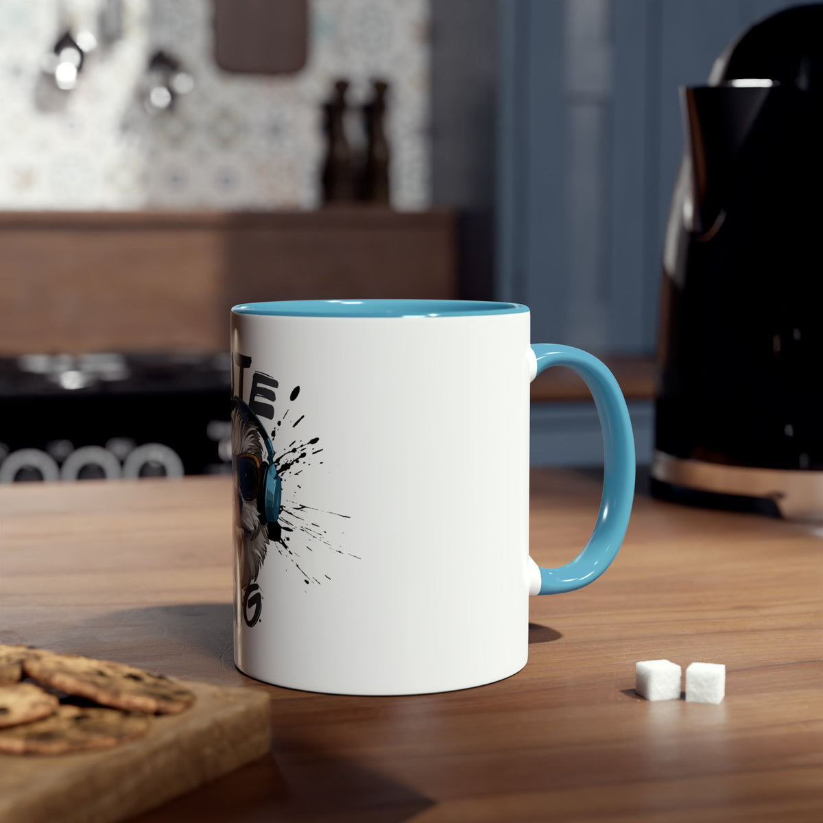 Cute Dog with Headphones Mug, Two-tone, 11oz - Conscience Garment