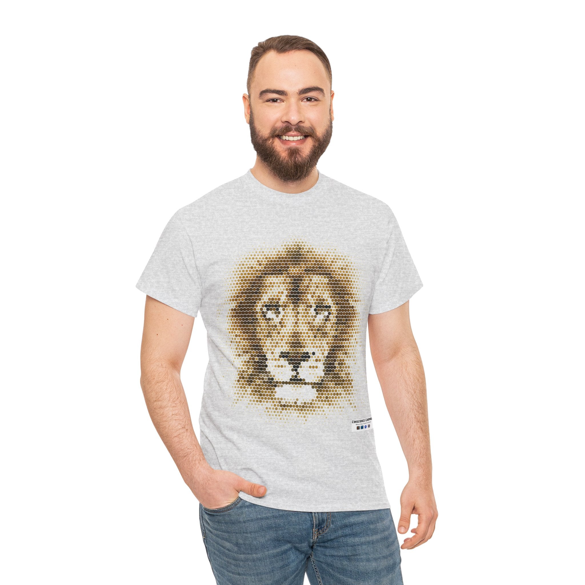 Lion, King of Jungle, T shirt, Unisex Heavy Cotton, Gift, Mindfulness, Motivation, Inspiration, Conscience Garment, Wearing, Positive, White