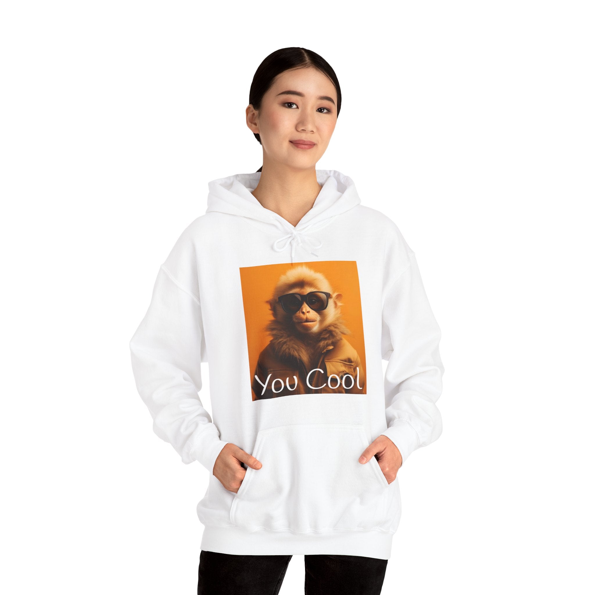 You Cool, Hoodie, White, Black, Cotton, Monkey, Sun Glasses, Funny, Motivation, Inspiration, Gift