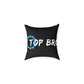 Top Bro Square Throw Pillow - Black Canvas Accent Cushion with Gear Logo