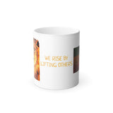 Color-Changing Mug "We Rise By Lifting Others" Inspirational Lion Design, 11 oz - Conscience Garment
