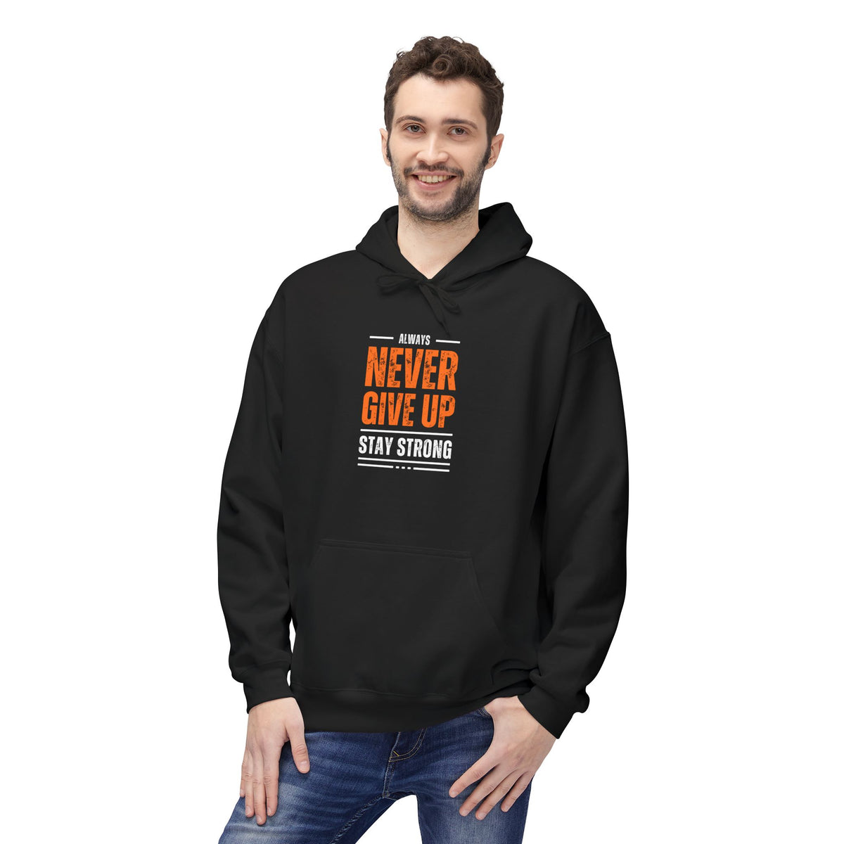 Never Give Up Hoodie — Stay Strong Motivational Pullover