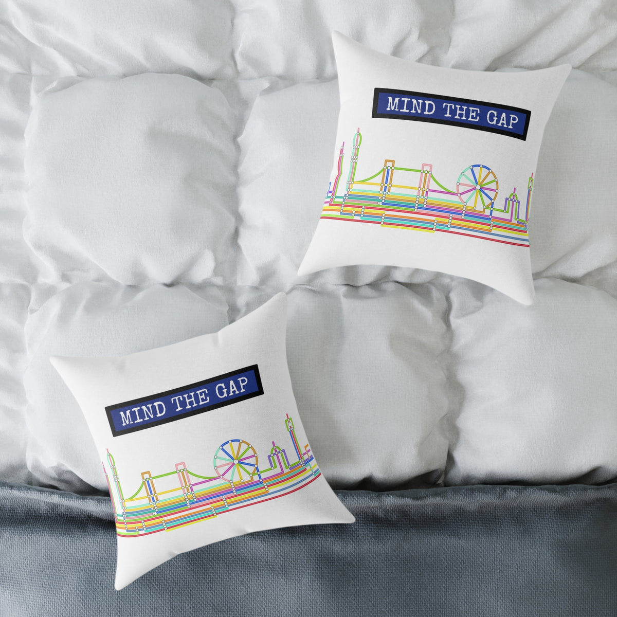 Mind The Gap London Skyline Throw Pillow
