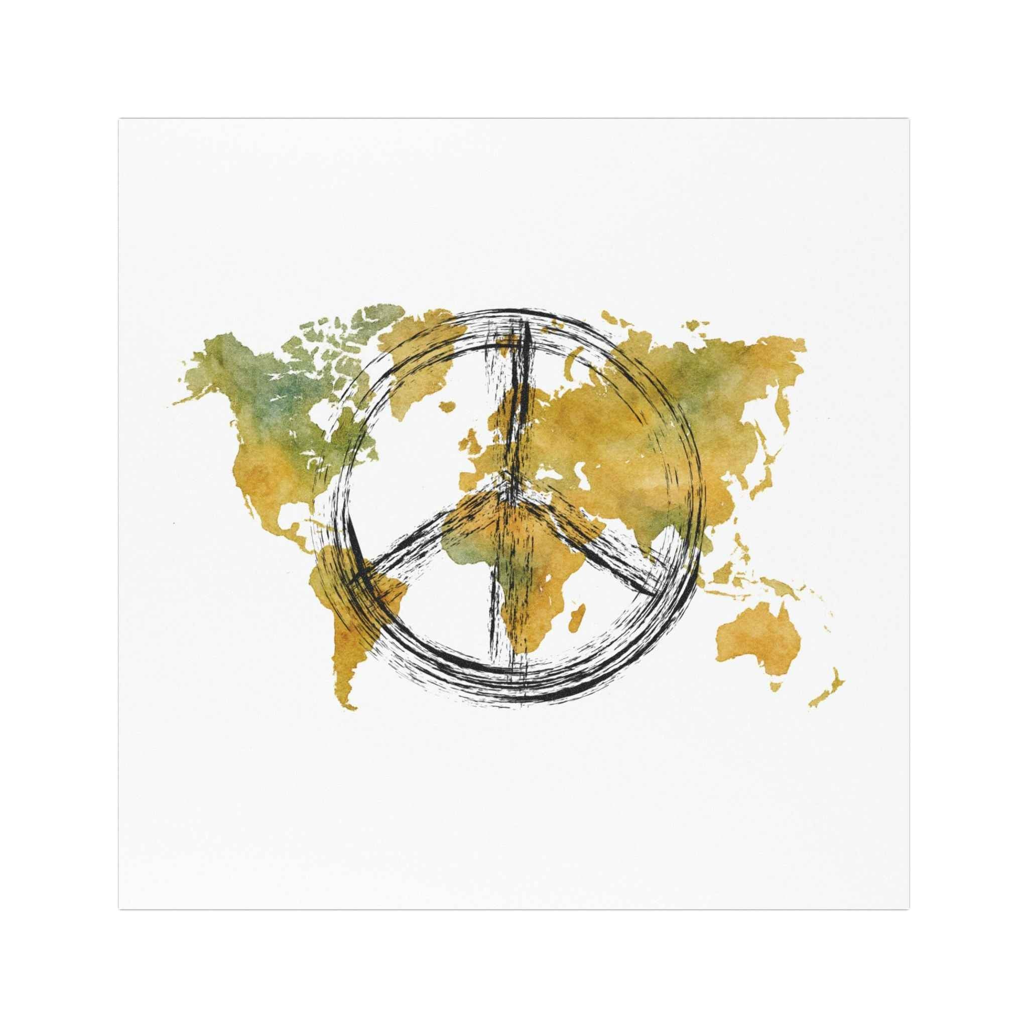 Peaceful World Map Car Magnet — Watercolor Earth Peace Sign