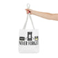 Retro Media 'Never Forget' Tote Bag — Vintage Cassette, VHS & Floppy Design