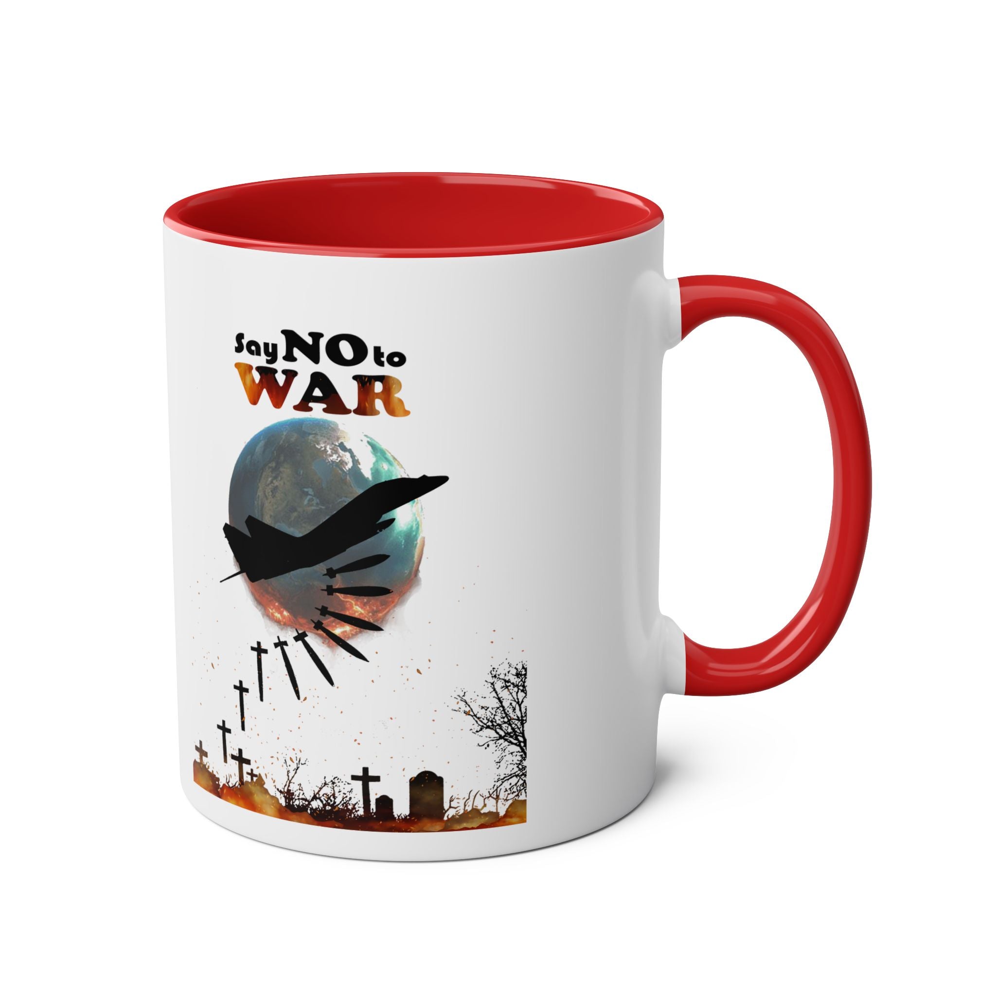 Say No To War, Entertain Peace, Spread the Love, Two-Tone Mugs, Gift, Motivation, Be Kind, Help each other