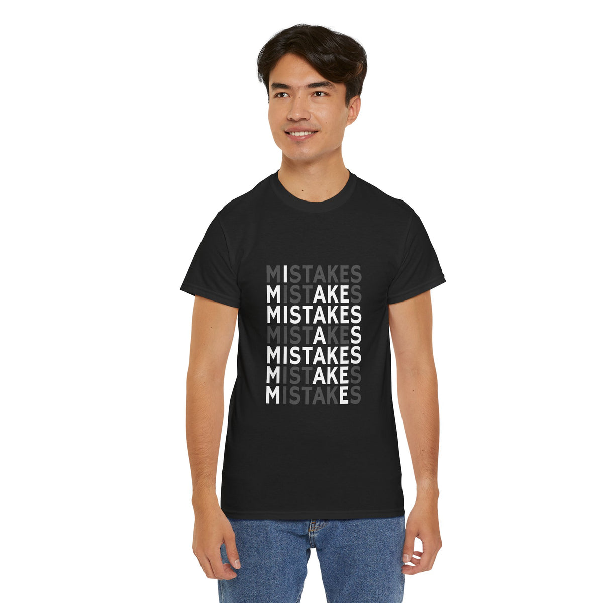 Mistakes Repeat Graphic Tee — Black Typographic T-Shirt