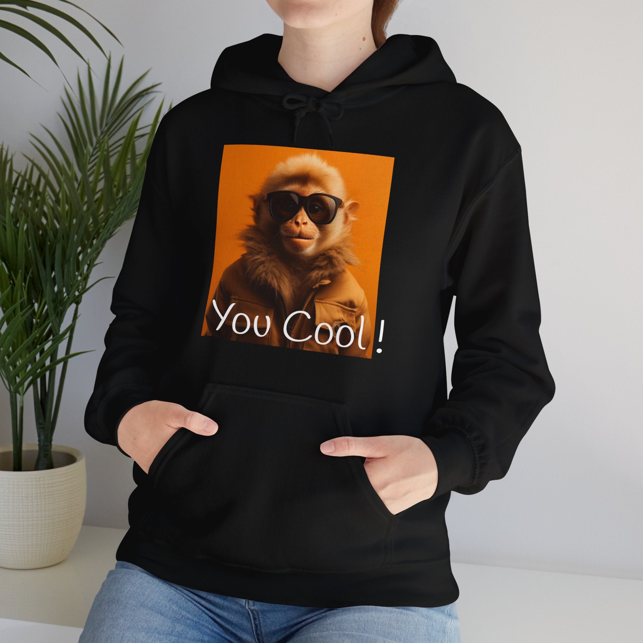 You Cool, Hoodie, White, Black, Cotton, Monkey, Sun Glasses, Funny, Motivation, Inspiration, Gift