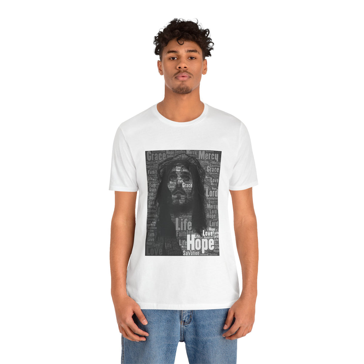 Jesus Christ with Inspiring Words T-shirt - Conscience Garment