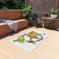 Peace World Map Outdoor Rug — Watercolor Earth & Peace Symbol Doormat