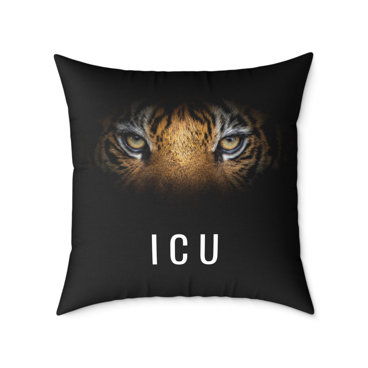 Tiger Eyes 'ICU' Square Pillow – Bold Wildlife Accent Cushion