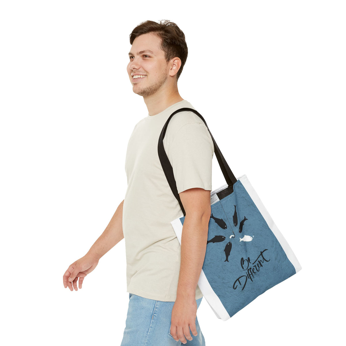 Be Different Whale Tote Bag — Inspirational Ocean Animal Canvas Tote