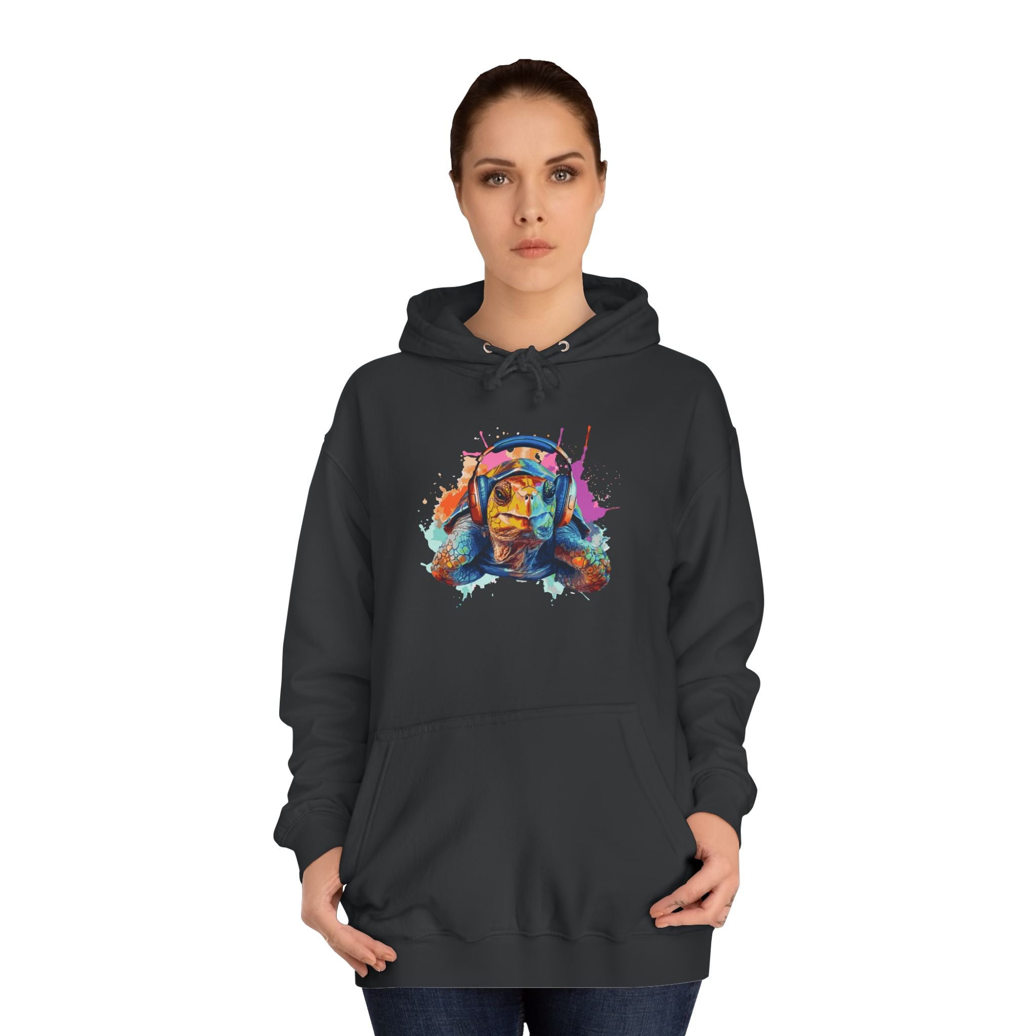 Colorful Turtle Headphones Hoodie — Watercolor Music Hoodie