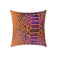Snake Skin Pattern Square Pillow — Orange & Purple Decorative Throw Cushion