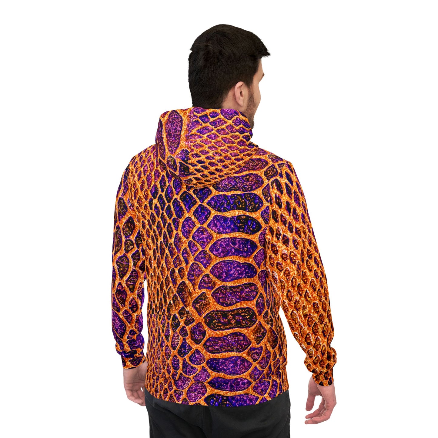 Vibrant Orange & Purple Snake-Skin Athletic Hoodie