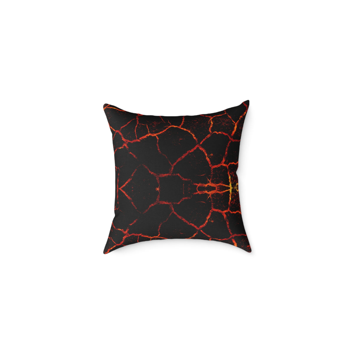 Lava Crackle Square Pillow — Fiery Red Black Decorative Throw Pillow