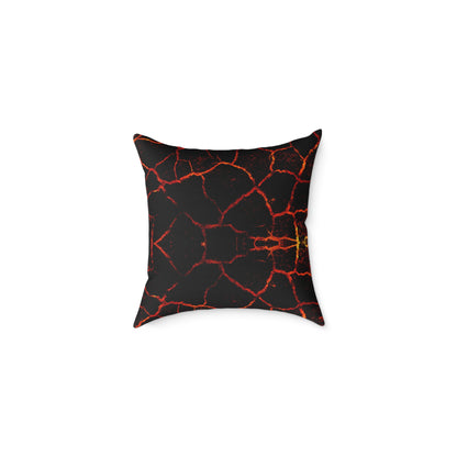 Lava Crackle Square Pillow — Fiery Red Black Decorative Throw Pillow