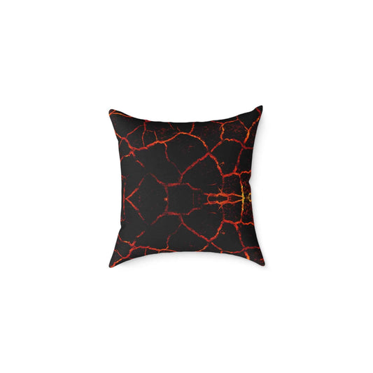 Lava Crackle Square Pillow — Fiery Red Black Decorative Throw Pillow