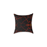 Lava Crackle Square Pillow — Fiery Red Black Decorative Throw Pillow