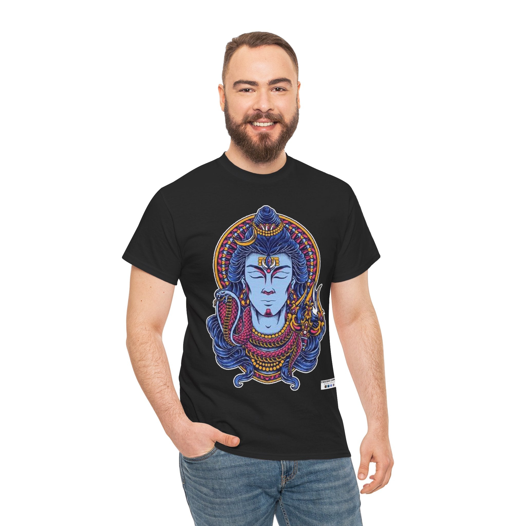 Lord Shiva T shirt, Unisex Heavy Cotton, Gift, Mindfulness, Motivation, Inspiration, Conscience Garment, Wearing, Positive, White