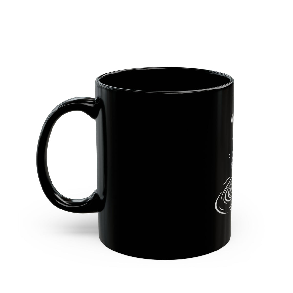 Funny "I'm Fine" Black Mug — Thumbs Up Drowning Illustration (11oz, 15oz)