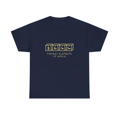 Sarcasm Blocks T-Shirt — “Sarcasm: Primary Elements of Humor” Retro Graphic Tee - Conscience Garment