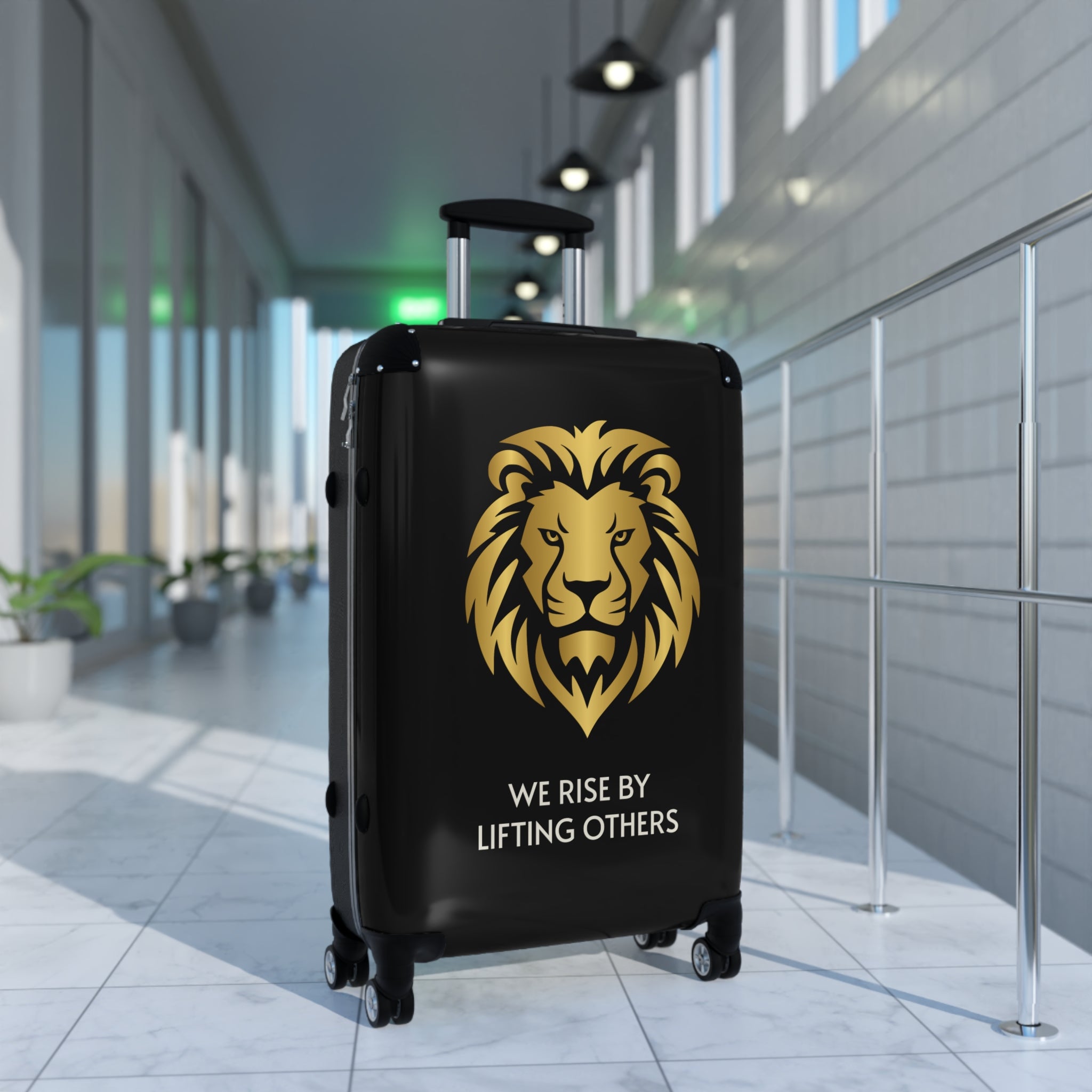 Lion Crest Suitcase – Gold Lion Travel Luggage
