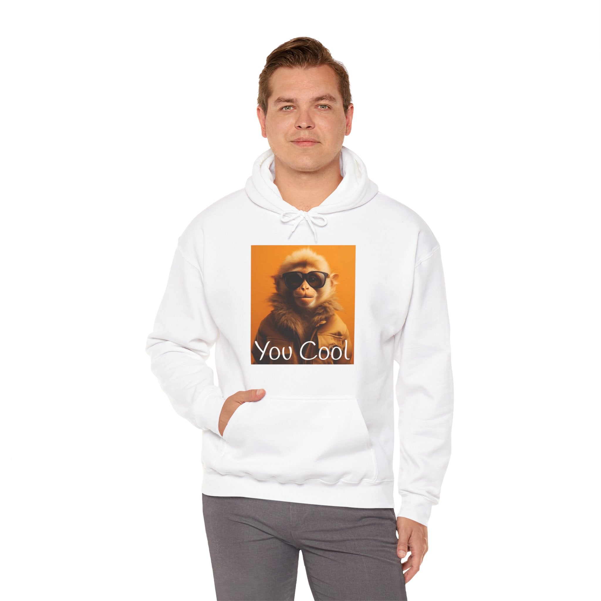 You Cool, Hoodie, White, Black, Cotton, Monkey, Sun Glasses, Funny, Motivation, Inspiration, Gift