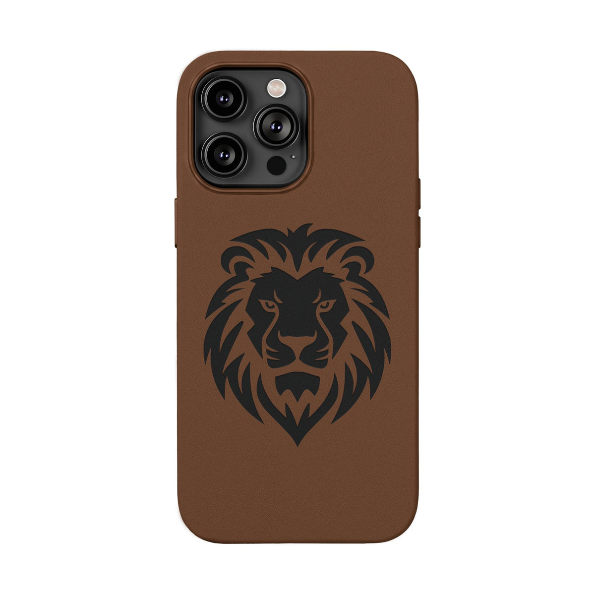 Engraved PU Leather Phone Case — Embossed Lion Design