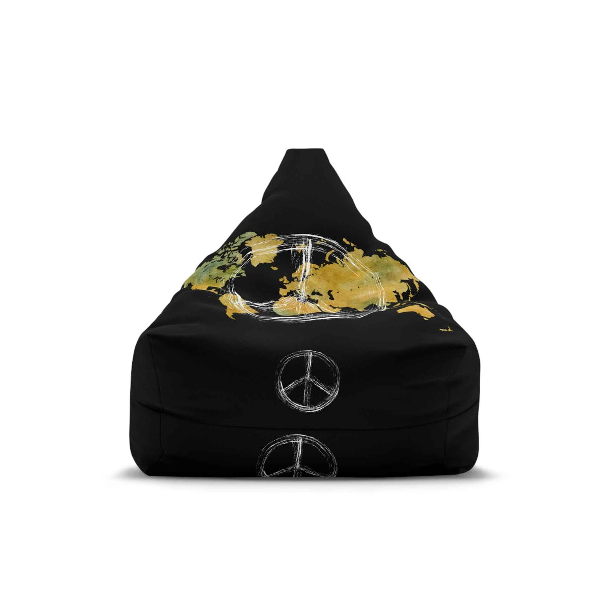 World Peace Globe Peace Sign Bean Bag Cover Yellow Green Watercolor World Graphic