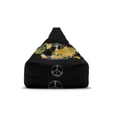 World Peace Globe Peace Sign Bean Bag Cover Yellow Green Watercolor World Graphic