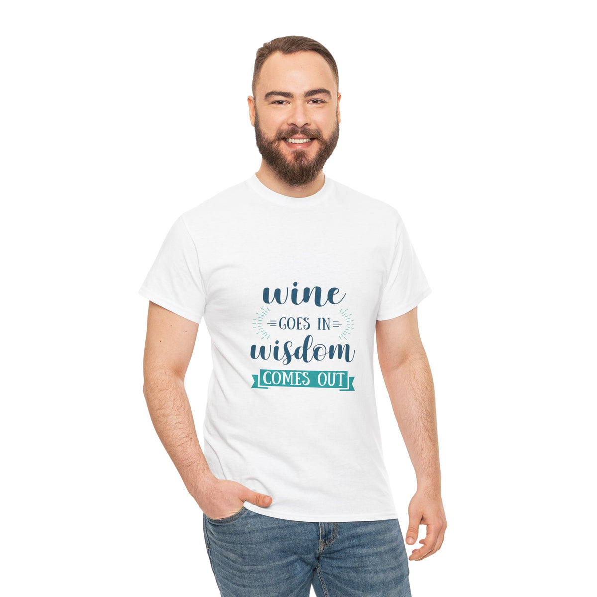Wine Goes In Wisdom Comes Out Unisex Heavy Cotton Tee, Funny Wine T-Shirt, Gift for Wine Lovers, Casual Wear, Party Shirt - Conscience Garment