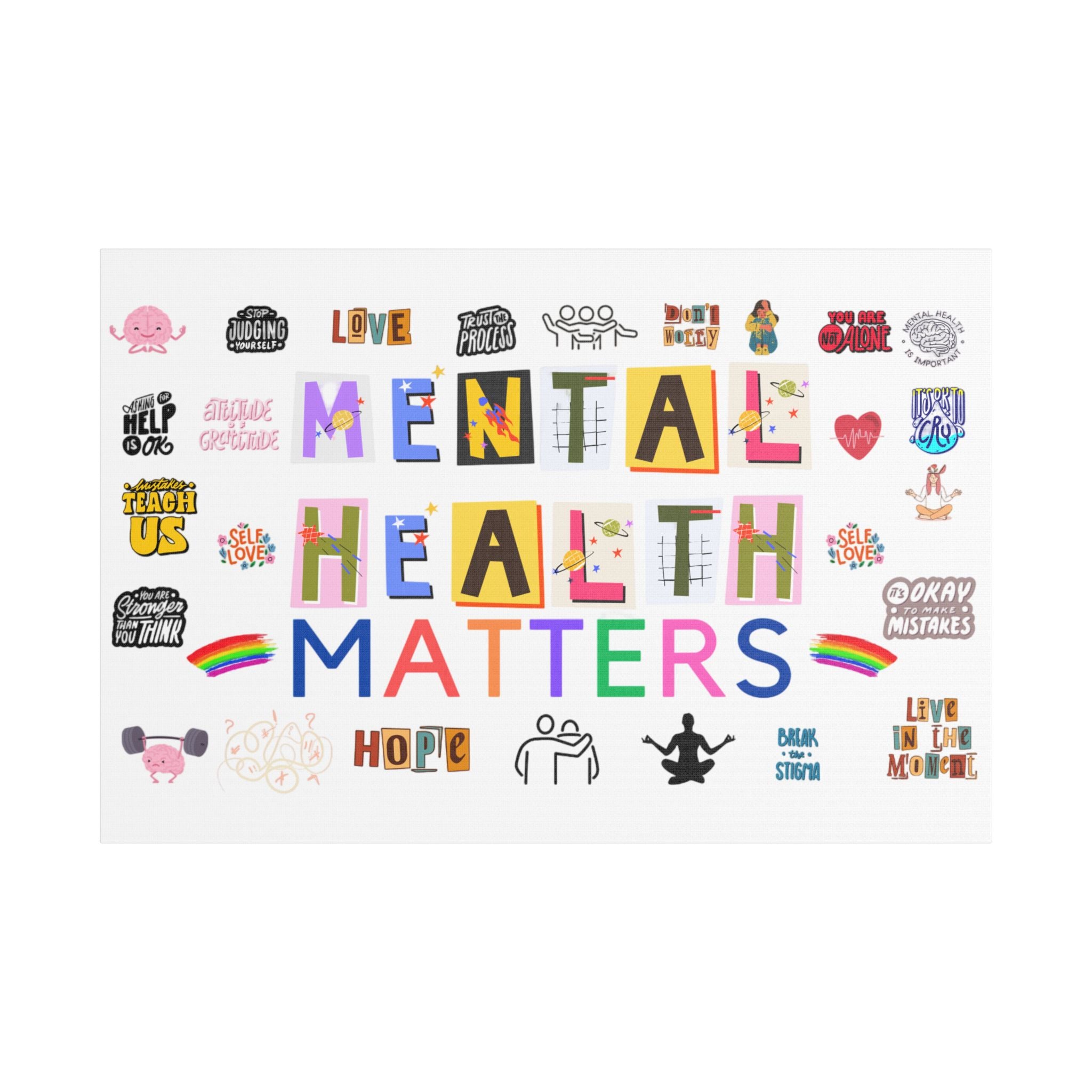 Mental Health Matters Canvas, Stretched, Gift, Office, Mindfulness, Motivational, Inspirational, Coffee, Tea, Positive, Mindset