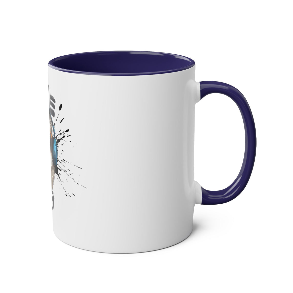 Cute Dog with Headphones Mug, Two-tone, 11oz - Conscience Garment