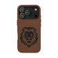 Engraved PU Leather Phone Case — Embossed Lion Design