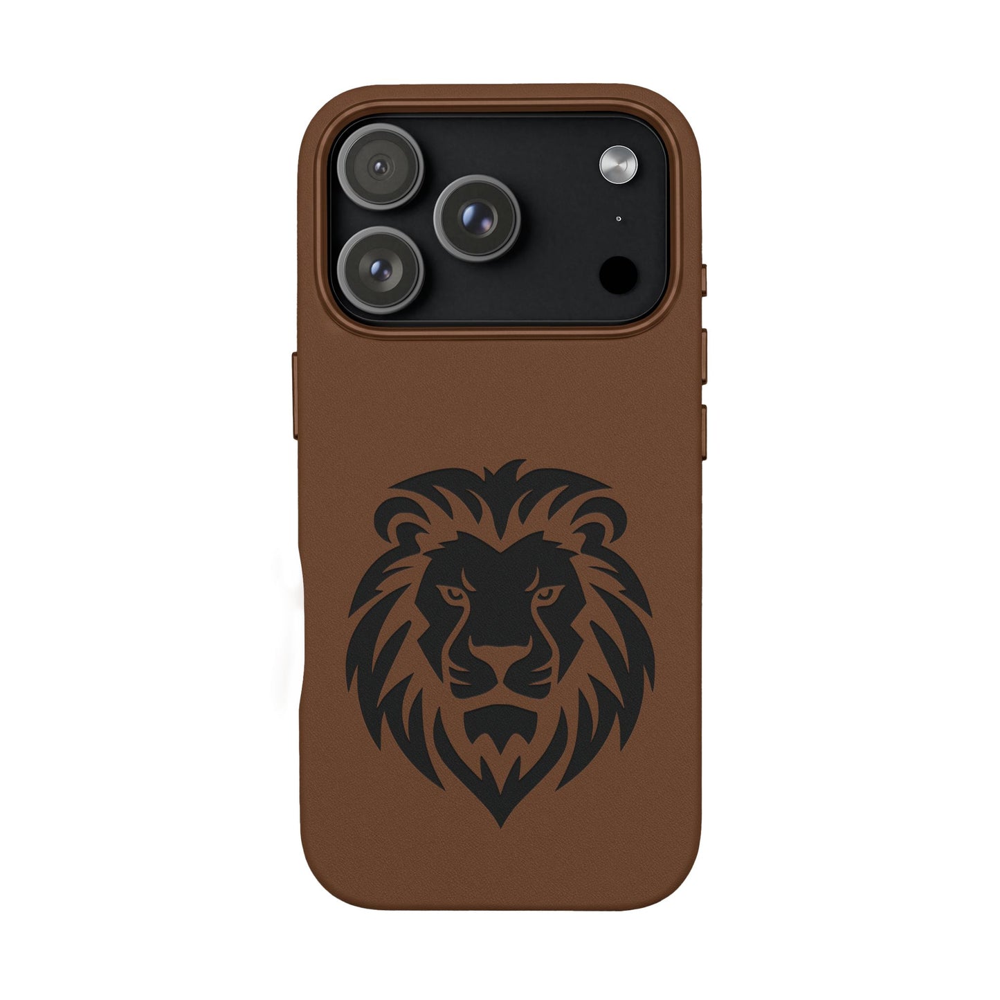 Engraved PU Leather Phone Case — Embossed Lion Design