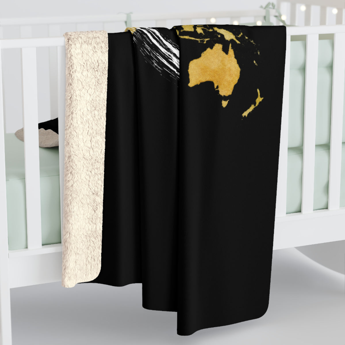 World Map Peace Sign Sherpa Blanket — Cozy Travel-Inspired Throw