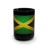 Jamaica Flag Black 15oz Mug — Distressed Brick Print Coffee Cup