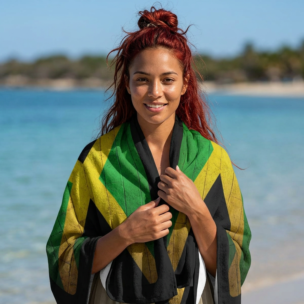 Jamaica Flag Beach Towel Vintage Distressed Jamaican Flag Towels