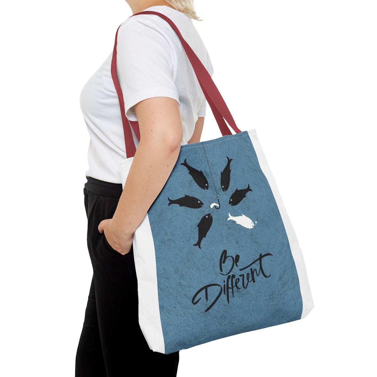 Be Different Whale Tote Bag — Inspirational Ocean Animal Canvas Tote
